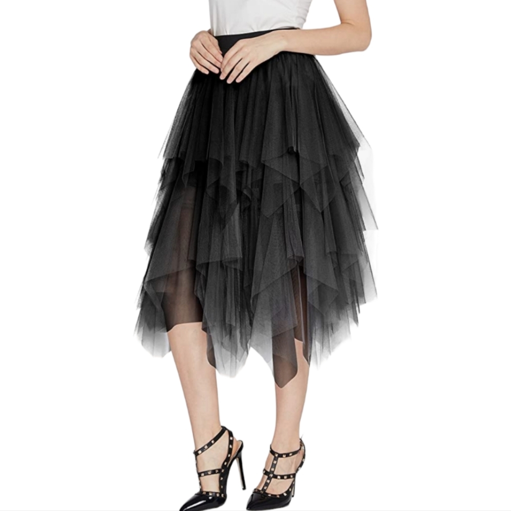NWT Black Mesh Skirt Size Large L